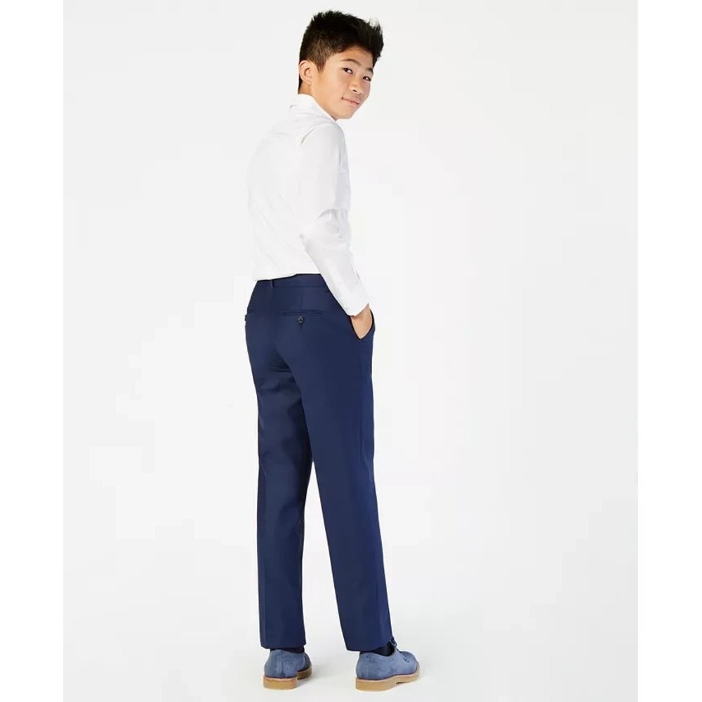Calvin‎ Klein Husky Boy's Flat Front Slim-Fit Trousers Navy Blue Size 18 NWT